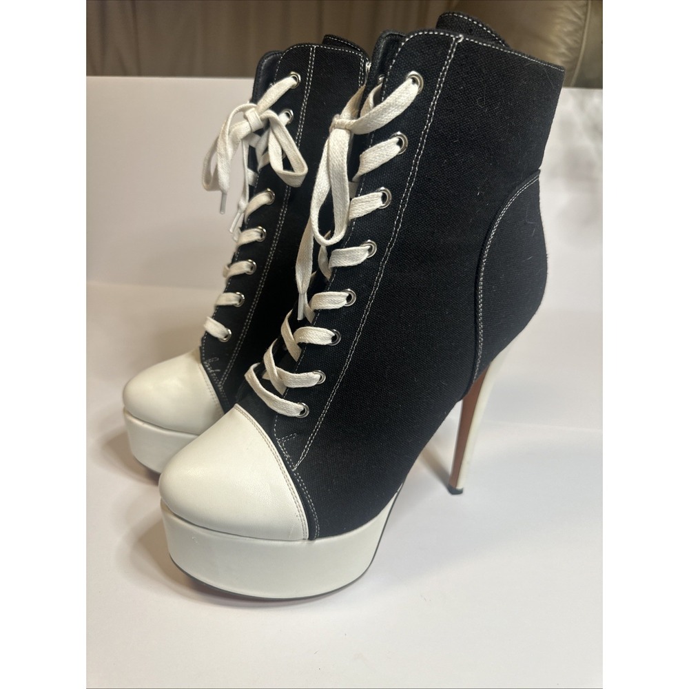 Ladies Canvas All Star High Heel Style Ankle Boots P90714A 44 Size 13